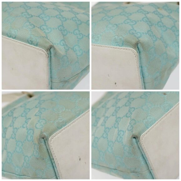 GUCCI GG Canvas Tote Bag Light Blue Gold 002 1099 Auth 113505 - Picture 14 of 16